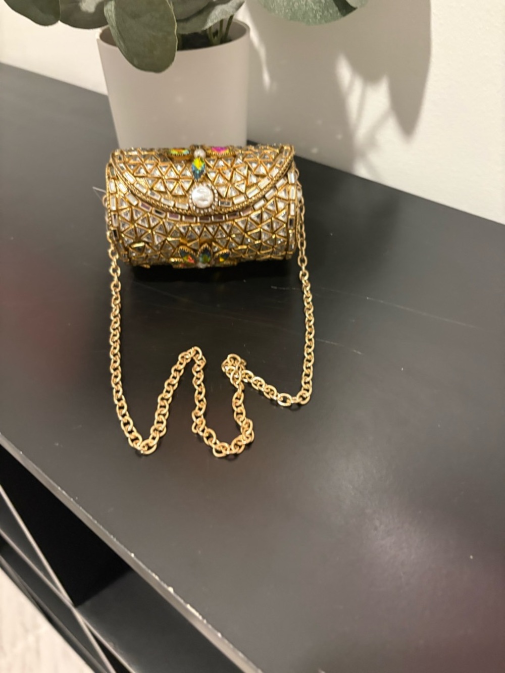 Metal clutch bag for women